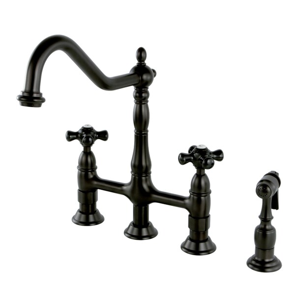KS1275PKXBS Duchess Bridge Kitchen Faucet W/ Brass Sprayer, Bronze